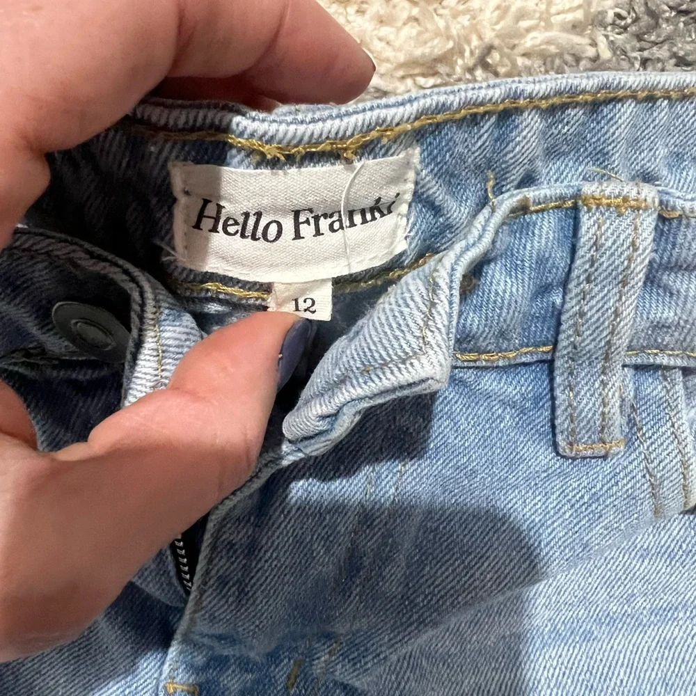 Hello Franki Distressed Girls Light Blue Denim Shorts- Size 12 - Picture 3 of 3